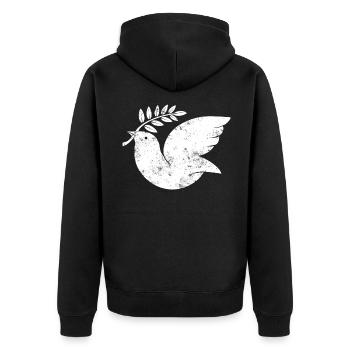 Dove of Peace - Unisex Premium Organic Zip Hoodie - black - Back - Nico (187cm)
