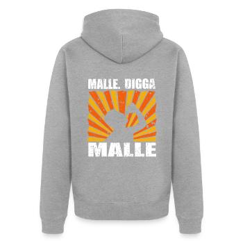 Mallorca Palma Digga Bier Saufen Spruch Malle - Unisex Premium Bio Zip Hoodie - Grau meliert - Hinten - Nico (187cm)