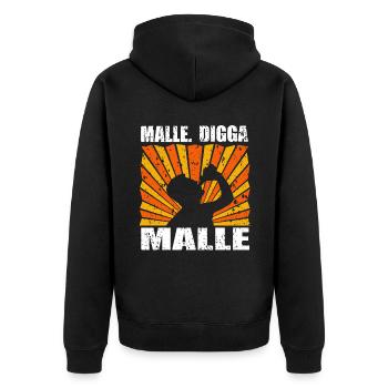 Mallorca Palma Digga Bier Saufen Spruch Malle - Unisex Premium Bio Zip Hoodie - Schwarz - Hinten - Nico (187cm)