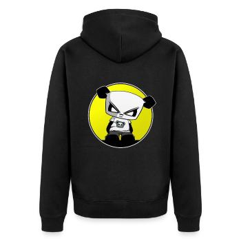Gaming Panda Gangsta Panda lustig süß cool - Unisex Premium Bio Zip Hoodie - Schwarz - Hinten - Nico (187cm)