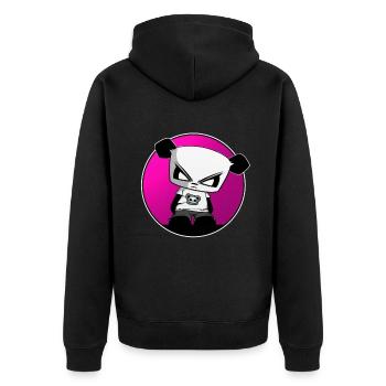 Gaming Panda Gangsta Panda lustig süß cool - Unisex Premium Bio Zip Hoodie - Schwarz - Hinten - Nico (187cm)