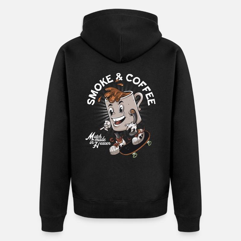 Cigarettes et café - Veste à capuche bio Premium Unisexe - noir