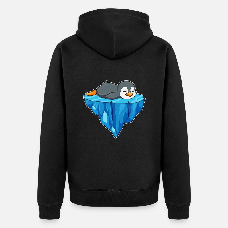 Pinguin auf Eisscholle - Unisex Premium Bio Zip Hoodie - Schwarz