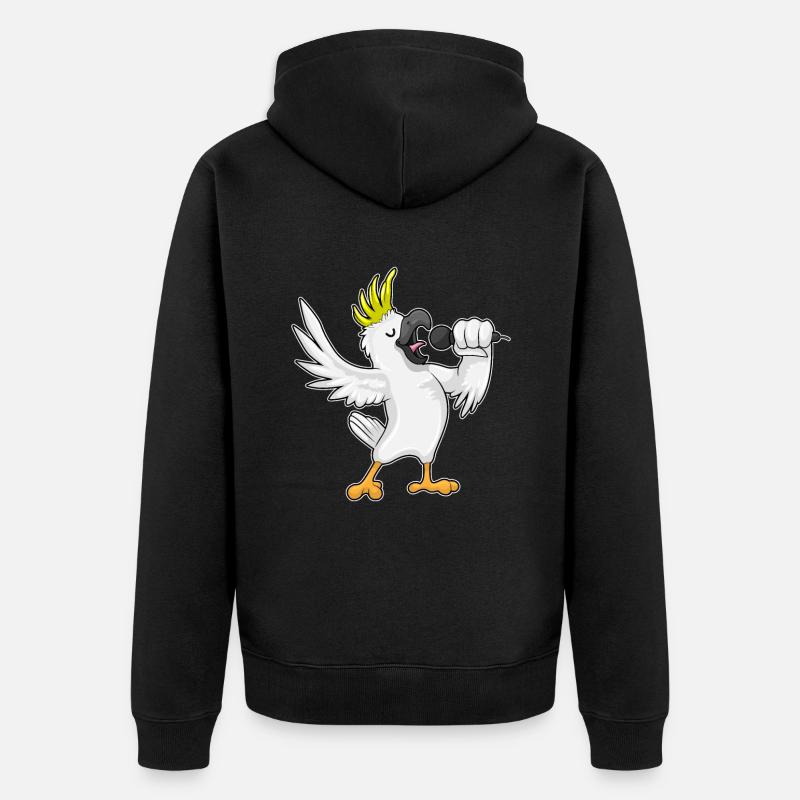 Perroquet en chanteur avec micro - Veste à capuche bio Premium Unisexe - noir