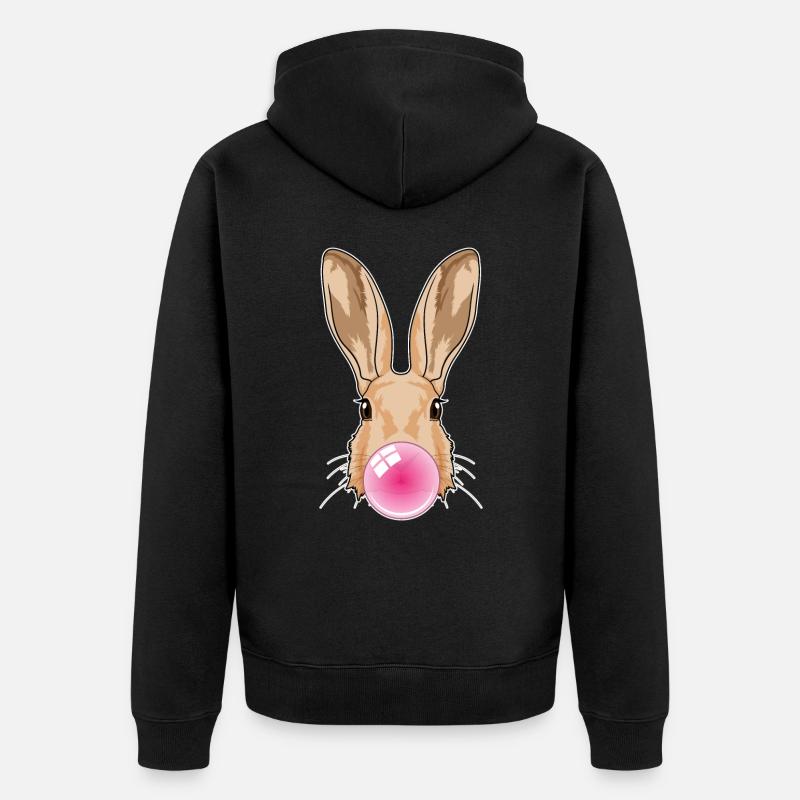 Lapin avec chewing-gum - Veste à capuche bio Premium Unisexe - noir