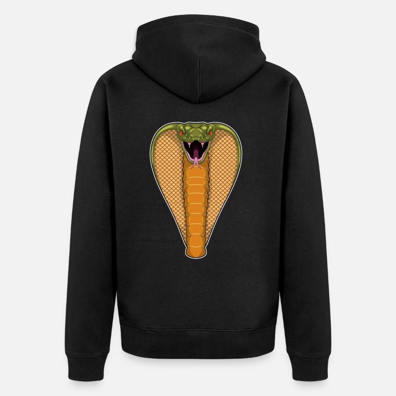 Kobra Schlange - Unisex Premium Bio Zip Hoodie - Schwarz