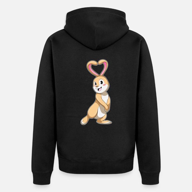 Lapin avec cœur - Veste à capuche bio Premium Unisexe - noir