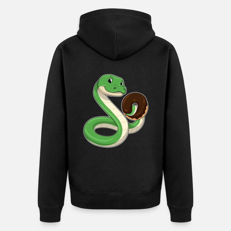 Serpent avec beignet - Veste à capuche bio Premium Unisexe - noir