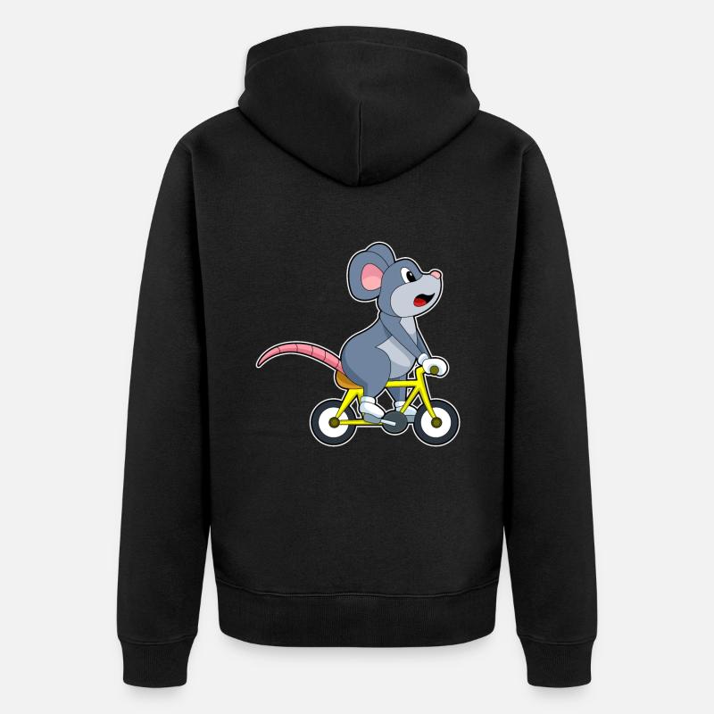Souris avec vélo - Veste à capuche bio Premium Unisexe - noir