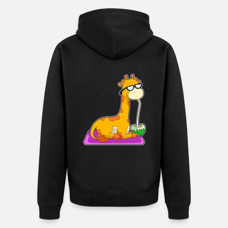 Giraffe mit Kokosnuss - Veste à capuche bio Premium Unisexe - noir