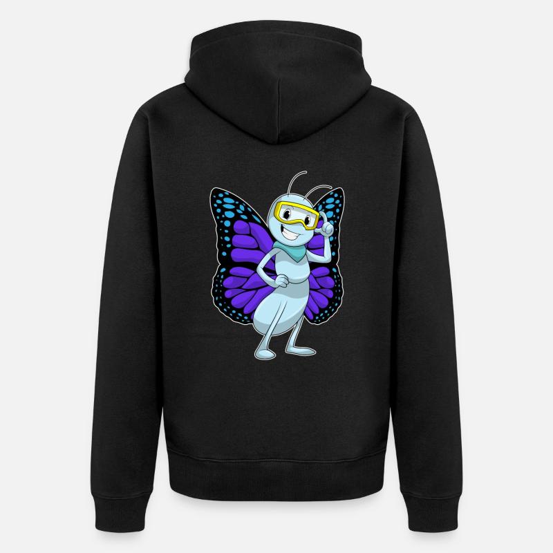 Papillon avec lunettes - Veste à capuche bio Premium Unisexe - noir