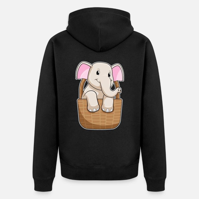 Éléphant avec panier - Veste à capuche bio Premium Unisexe - noir