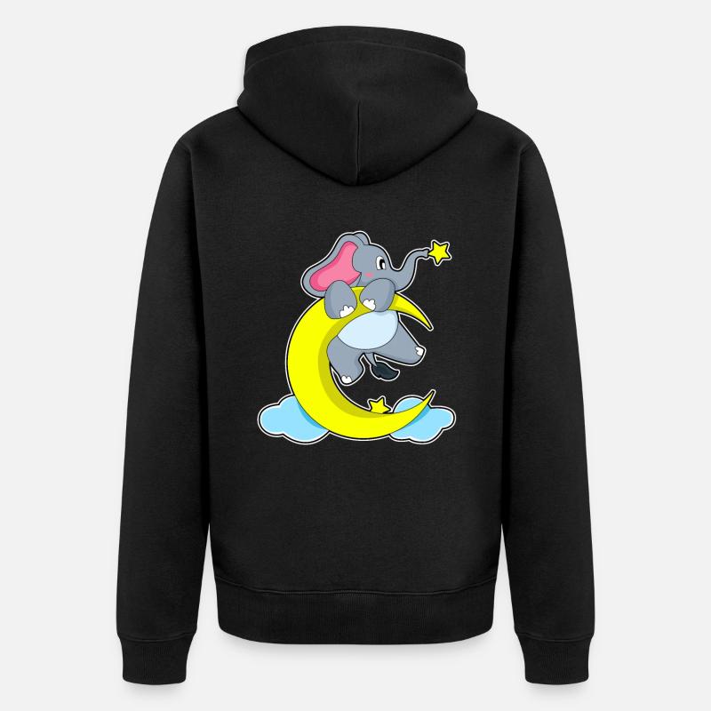 Elephant on clouds - Unisex Premium Organic Zip Hoodie - black