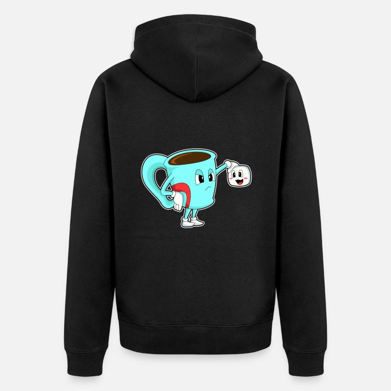 Tasse mit Kaffee - Unisex Premium Bio Zip Hoodie - Schwarz