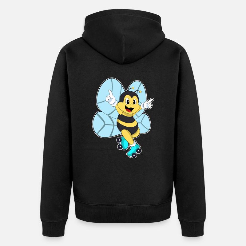 Bee with roller skates - Unisex Premium Organic Zip Hoodie - black