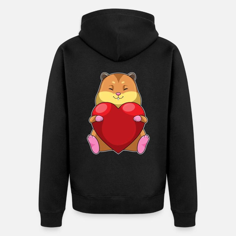 Hamster avec cœur - Veste à capuche bio Premium Unisexe - noir