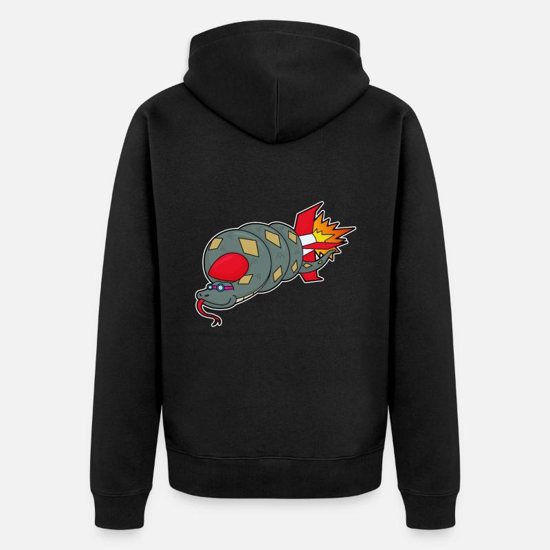 Serpent avec fusée - Veste à capuche bio Premium Unisexe - noir