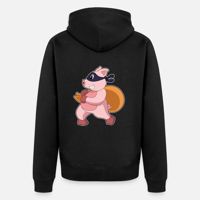 Cochon comme joggeur - Veste à capuche bio Premium Unisexe - noir