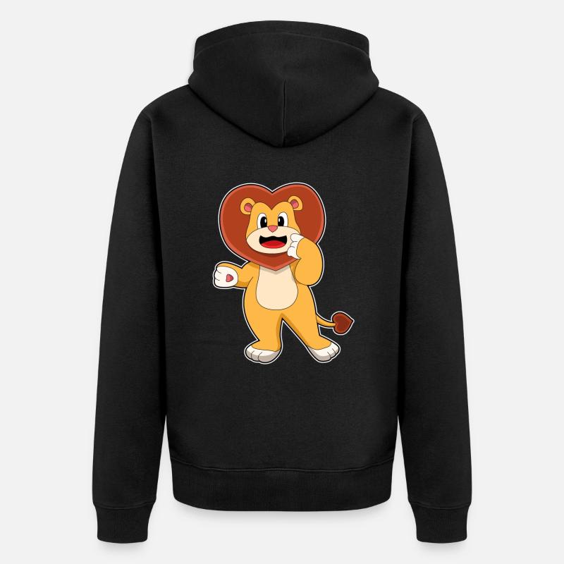 Lion avec cœur - Veste à capuche bio Premium Unisexe - noir