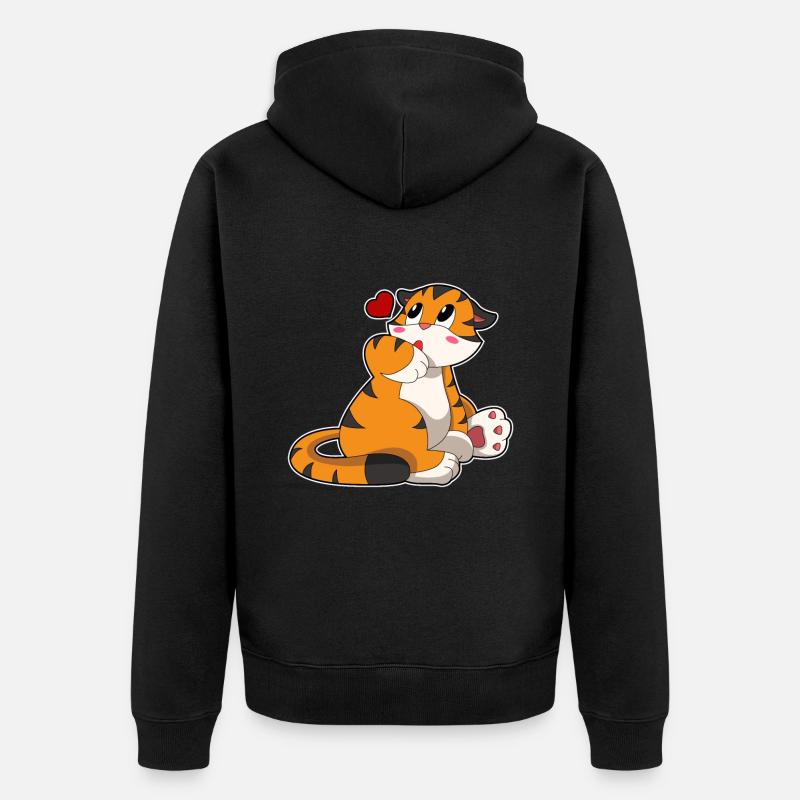 Tigre avec cœur - Veste à capuche bio Premium Unisexe - noir
