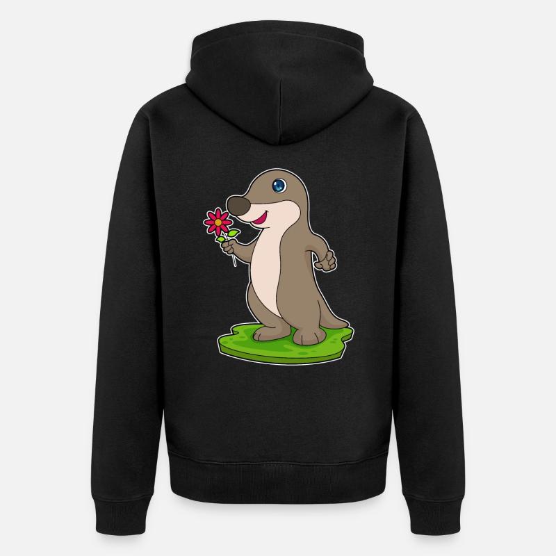 Loutre à fleur - Veste à capuche bio Premium Unisexe - noir