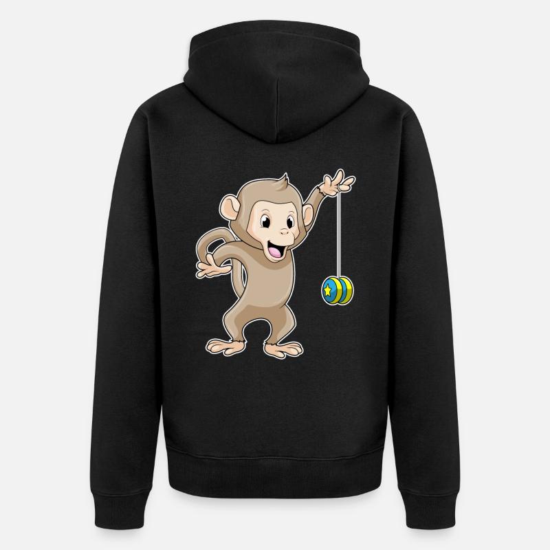 Monkey with Jojo - Unisex Premium Organic Zip Hoodie - black