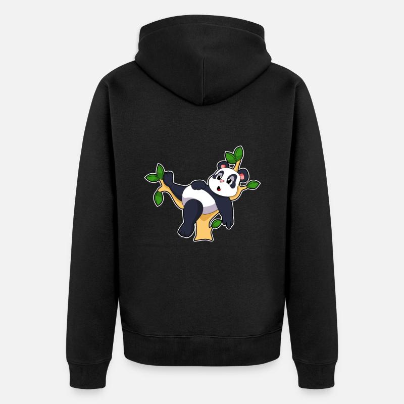 Panda sur arbre - Veste à capuche bio Premium Unisexe - noir