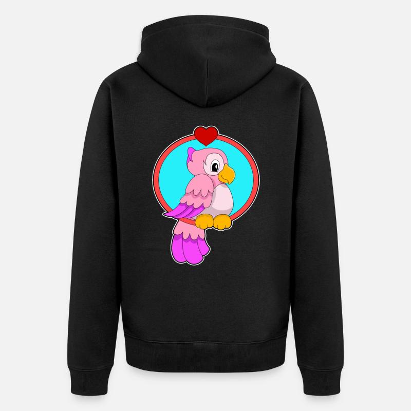 Perroquet avec cœur - Veste à capuche bio Premium Unisexe - noir