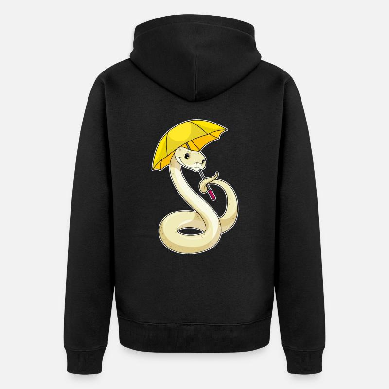 Serpent avec parapluie - Veste à capuche bio Premium Unisexe - noir