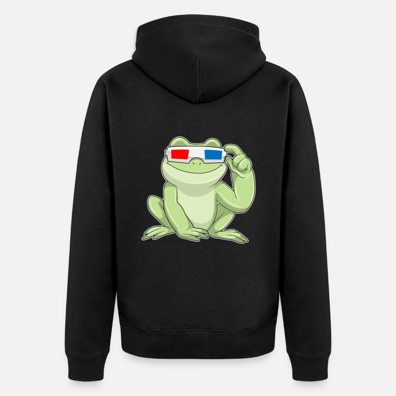 Grenouille avec lunettes - Veste à capuche bio Premium Unisexe - noir