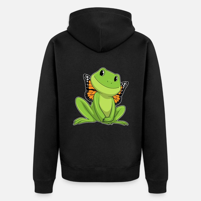 Grenouille avec papillon - Veste à capuche bio Premium Unisexe - noir