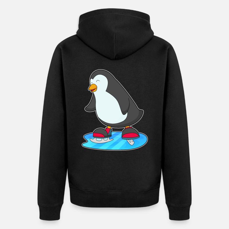Patinage pingouin avec patins - Veste à capuche bio Premium Unisexe - noir