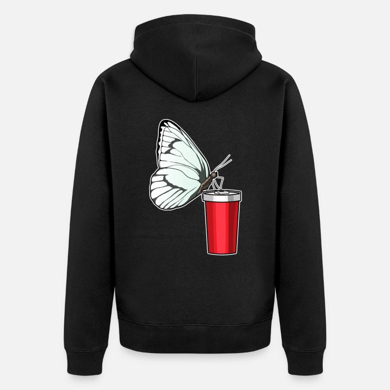 Schmetterling Trinkbecher - Unisex Premium Bio Zip Hoodie - Schwarz