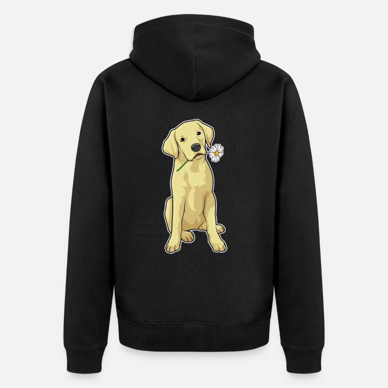 Labrador Gänseblümchen - Unisex Premium Bio Zip Hoodie - Schwarz