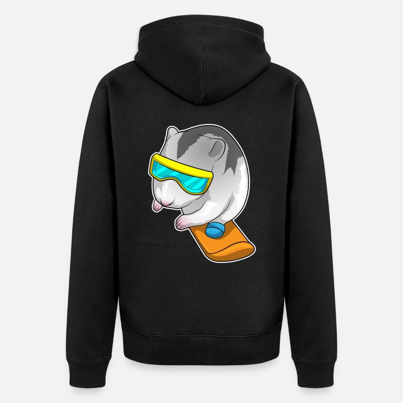 Hamster Snowboarder Snowboard - Veste à capuche bio Premium Unisexe - noir