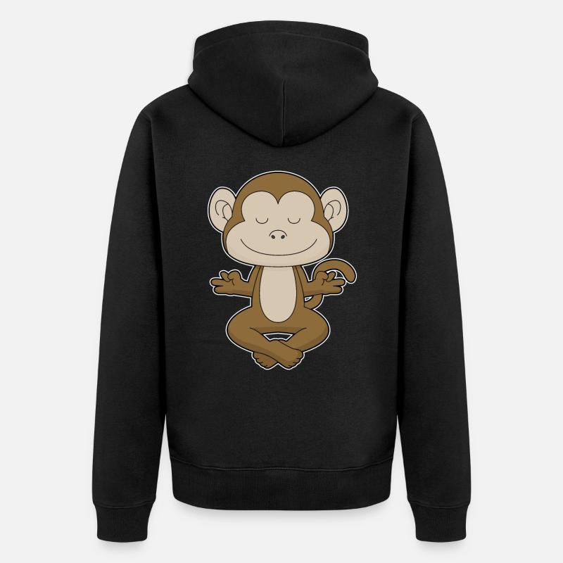 Méditation de yoga de singe - Veste à capuche bio Premium Unisexe - noir