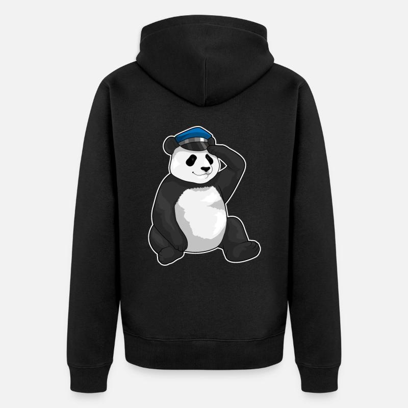 Casquette de police Panda - Veste à capuche bio Premium Unisexe - noir