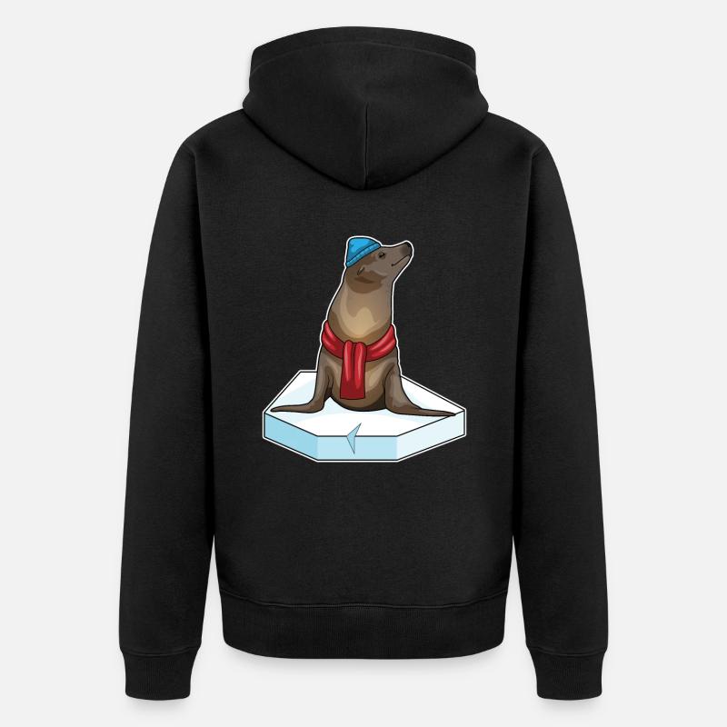 Seehund Eisscholle - Unisex Premium Bio Zip Hoodie - Schwarz