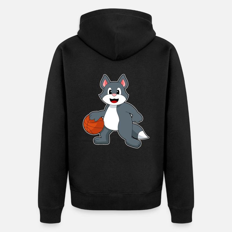 Chat Basketteur Basketteur - Veste à capuche bio Premium Unisexe - noir