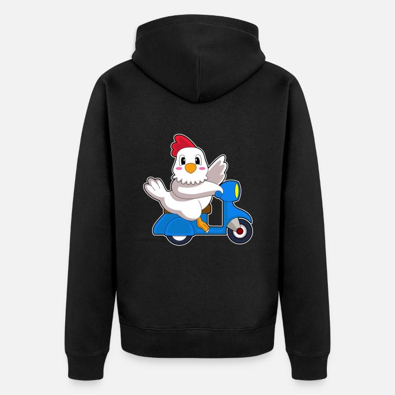 Huhn Motorroller - Unisex Premium Bio Zip Hoodie - Schwarz