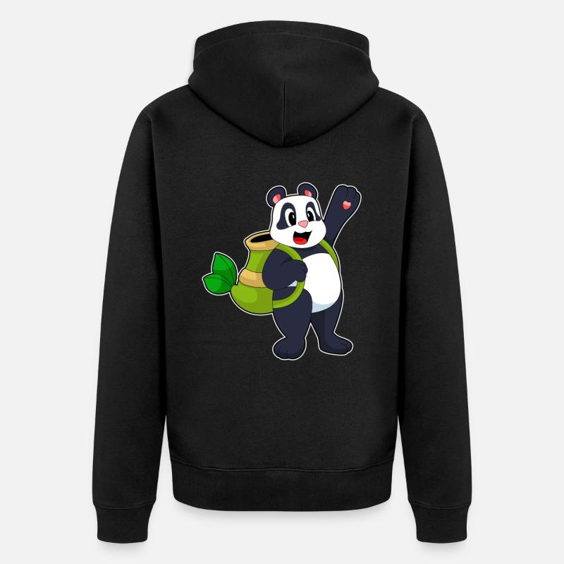 Panda Bamboo Backpack - Unisex Premium Organic Zip Hoodie - black