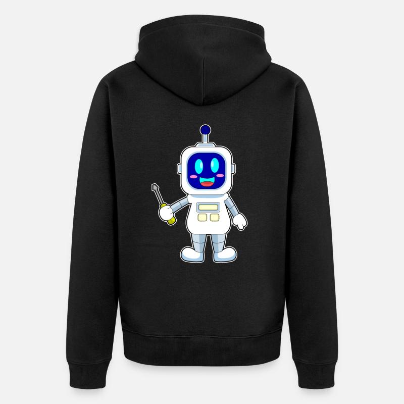 Roboter Handwerker Schraubenzieher - Unisex Premium Bio Zip Hoodie - Schwarz