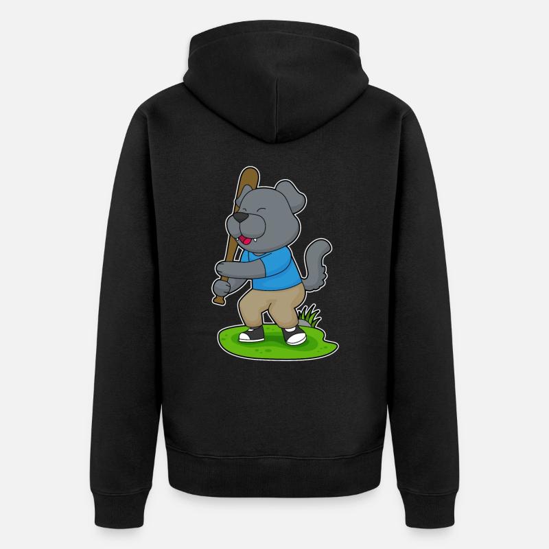 Chien Baseball Batte - Veste à capuche bio Premium Unisexe - noir
