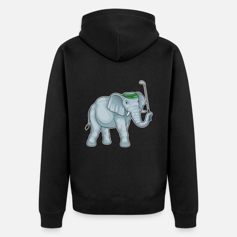 Elefant Golf Golfschläger - Unisex Premium Bio Zip Hoodie - Schwarz