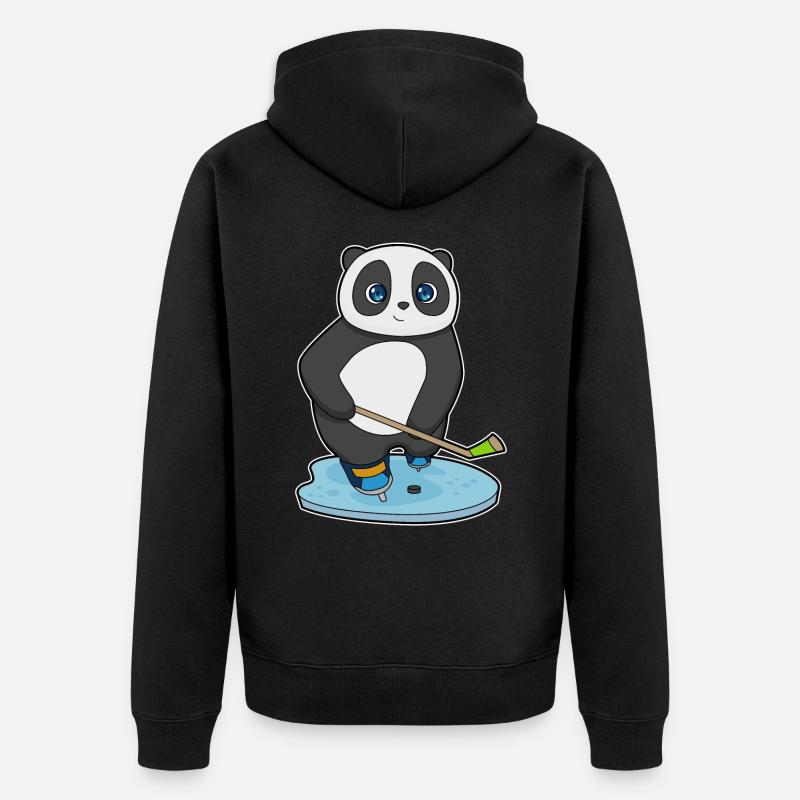 Panda Eishockey Eishockeyschläger - Unisex Premium Bio Zip Hoodie - Schwarz