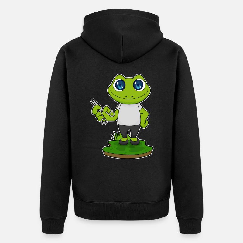 Frosch Barbier Schere - Unisex Premium Bio Zip Hoodie - Schwarz