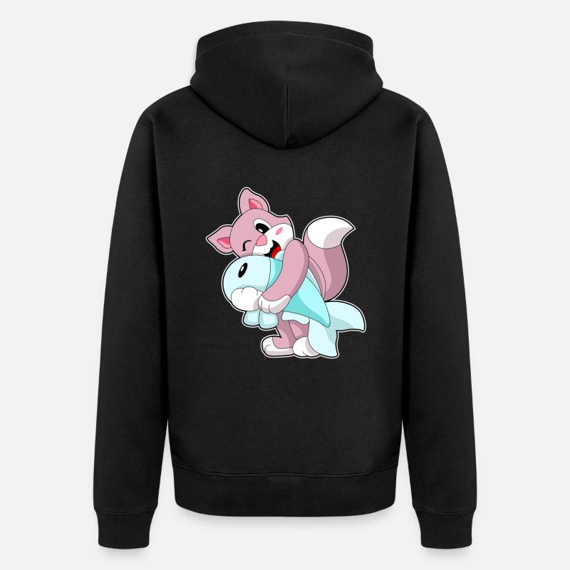 Poisson-chat - Veste à capuche bio Premium Unisexe - noir