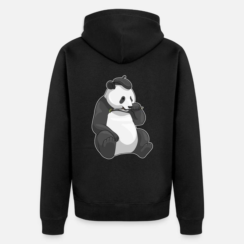 Panda Peintre Pinceau - Veste à capuche bio Premium Unisexe - noir