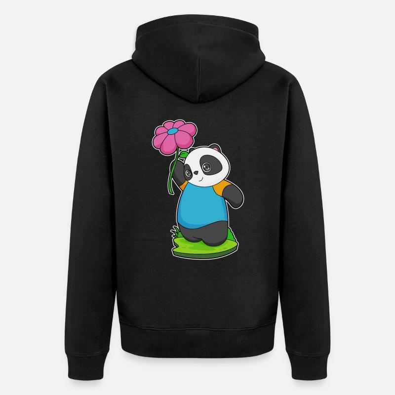 Fleur de panda - Veste à capuche bio Premium Unisexe - noir