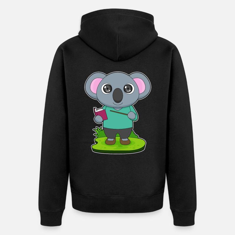 Koala Teacher Pointer - Unisex Premium Organic Zip Hoodie - black